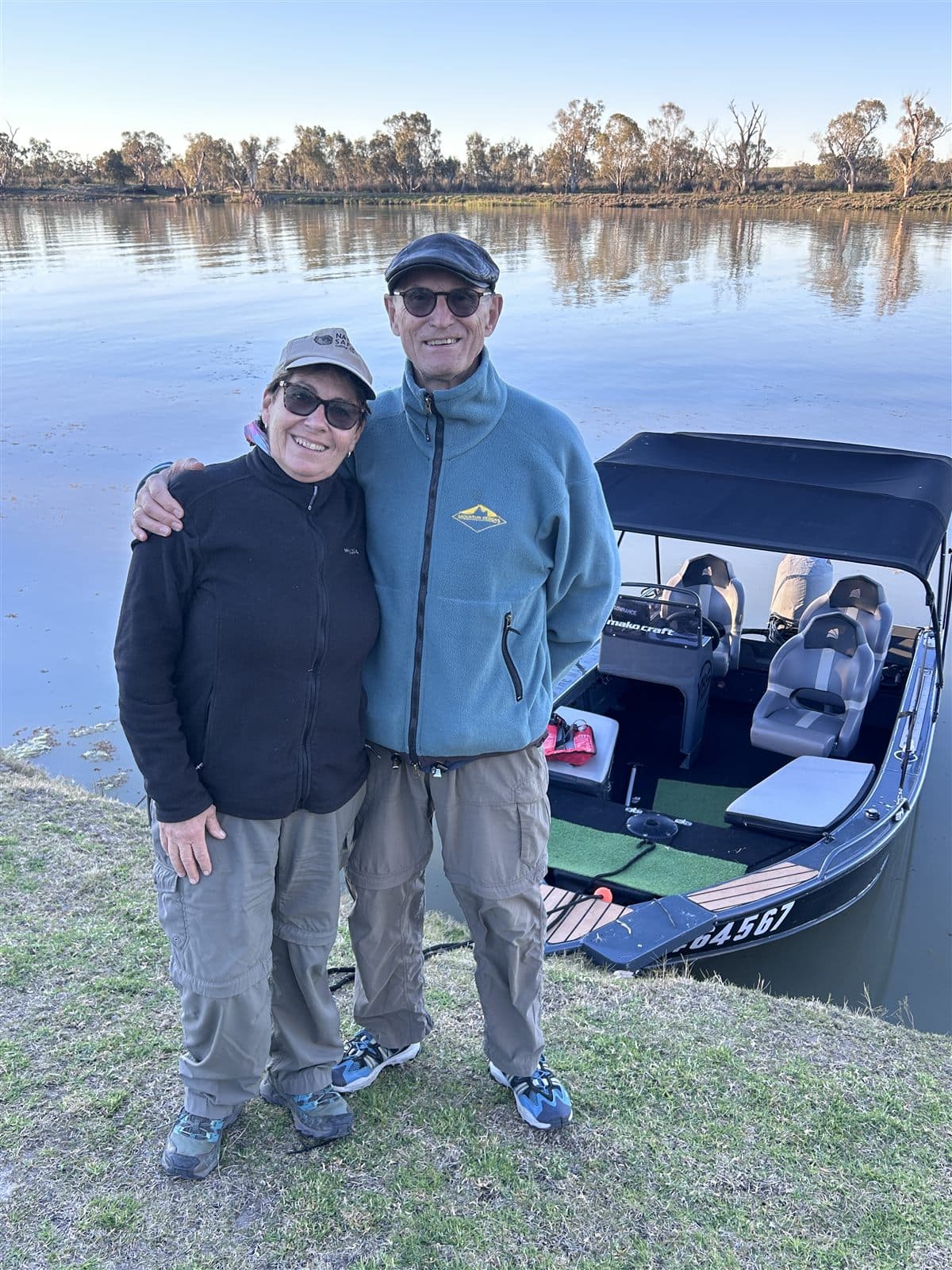 The tinny moored on a quiet stretch of the Murray River