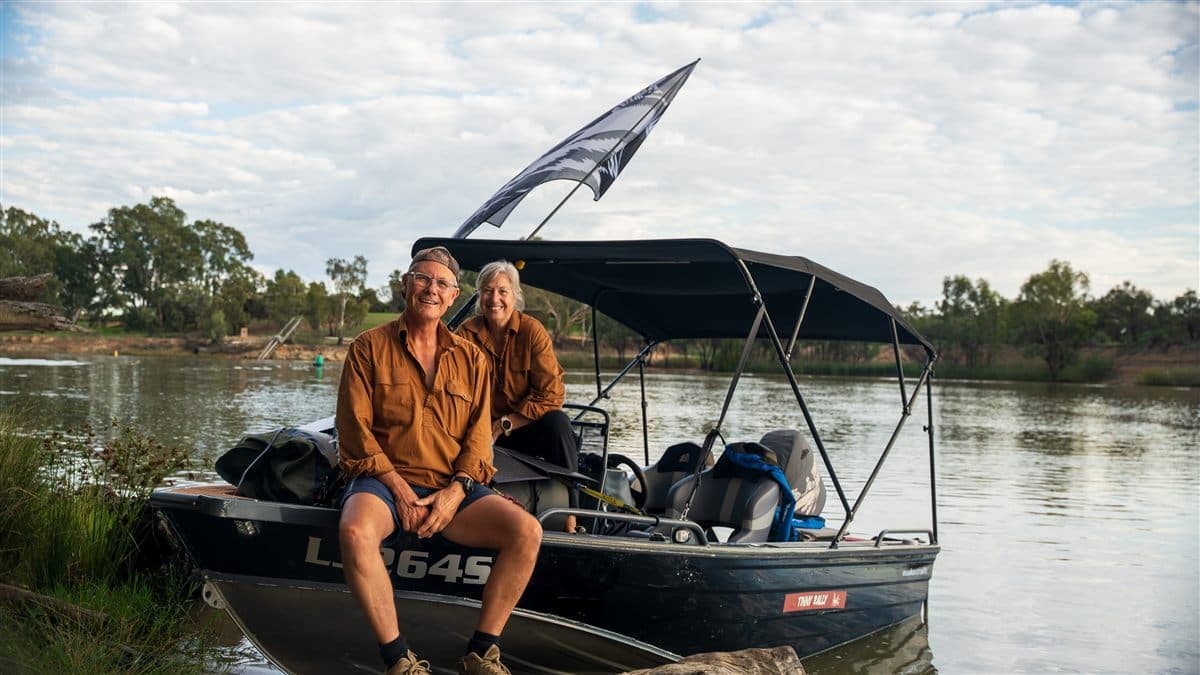 A candid moment on the water during a guided tinny tour